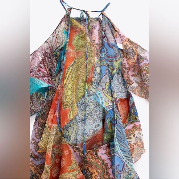 ZARA RUFFLED PATCHWORK TOP - Picture 8 of 9